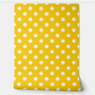 Gelbes weißes Polka Dots Muster Wanddekor Tapete
