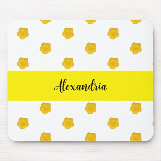 Gelbes Wildblumen-Foto-Name Mousepad (Vorne)
