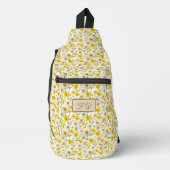 Gelbes Wildblumen-Muster Monogramm Name Crossbody Bag (Vorderseite)