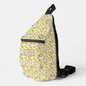 Gelbes Wildblumen-Muster Monogramm Name Crossbody Bag (Rechte Ecke)