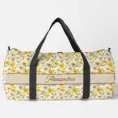 Gelbes Wildblumen-Muster Monogramm Name Duffle Bag (Vorderseite)
