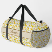 Gelbes Wildblumen-Muster Monogramm Name Duffle Bag (Rechte Ecke)
