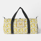 Gelbes Wildblumen-Muster Monogramm Name Duffle Bag (Vorderseite)