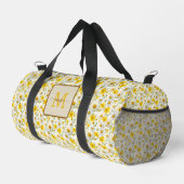 Gelbes Wildblumen-Muster Monogramm Name Duffle Bag (Rechte Ecke)