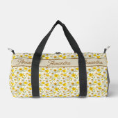 Gelbes Wildblumen-Muster-Monogramm-Name Duffle Bag (Vorderseite)