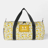 Gelbes Wildblumen-Muster Monogramm Name Duffle Bag (Rückseite)