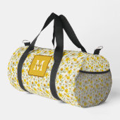Gelbes Wildblumen-Muster Monogramm Name Duffle Bag (Rechte Ecke)