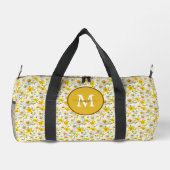 Gelbes Wildblumen-Muster-Monogramm-Name Duffle Bag (Rückseite)
