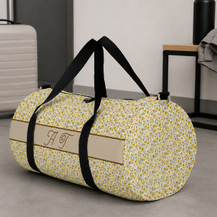 Gelbes Wildblumen-Muster-Monogramm-Name Duffle Bag