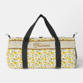 Gelbes Wildblumen-Muster-Monogramm-Name Duffle Bag (Vorderseite)