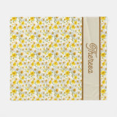 Gelbes Wildblumen-Muster-Monogramm-Name Fleecedecke (Vorderseite (Horizontal))