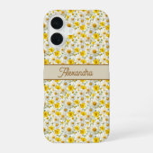Gelbes Wildblumen-Muster-Monogramm-Name iPhone 16 Hülle (Rückseite)