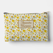 Gelbes Wildblumen-Muster-Monogramm-Name Zubehörtasche (Rückseite)
