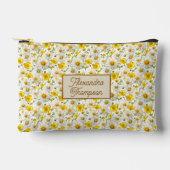 Gelbes Wildblumen-Muster-Monogramm-Name Zubehörtasche (Vorderseite)
