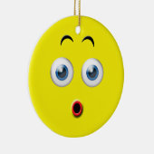 Gelbes Wow überrascht Emoji Custom Name Keramikornament (Rechts)