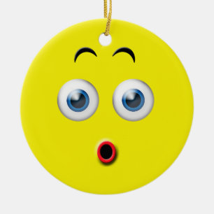 Gelbes Wow überrascht Emoji Custom Name Keramikornament