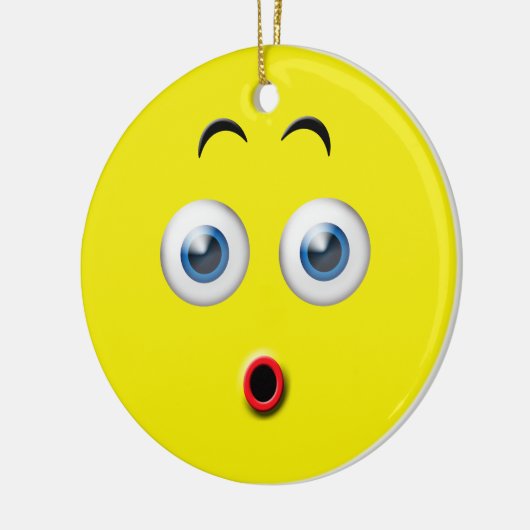Gelbes Wow überrascht Emoji Custom Name Keramikornament (Links)