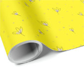 Gelbes Wrapping Paper mit zartem Herzmuster Geschenkpapier (Rolleneckpunkt)