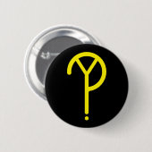Gelbes Y? Symbol auf Schwarzem Button (Vorne & Hinten)