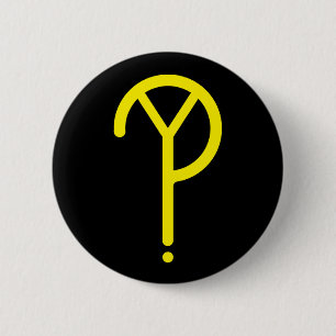 Gelbes Y? Symbol auf Schwarzem Button
