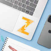 Gelbes Z-Buchstaben-Monogramm Aufkleber (Laptop mit iPhone)