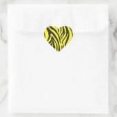 Gelbes Zebra-Tiermuster Herz-Aufkleber (Tasche)
