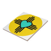 Gelbes Zia-Herz Fliese (Seite)