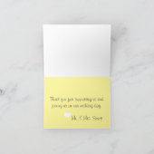 Gelbes Zickzack danken Ihnen zu merken Dankeskarte (Innenseite)