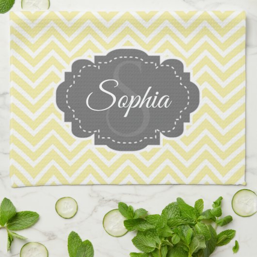 Gelbes Zickzack Küchentuch (Gefaltet)