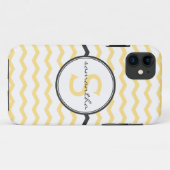 Gelbes Zickzack Monogramm Case-Mate iPhone Hülle (Rückseite (Horizontal))