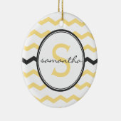 Gelbes Zickzack Monogramm Keramik Ornament (Rechts)