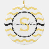 Gelbes Zickzack Monogramm Keramik Ornament (Hinten)