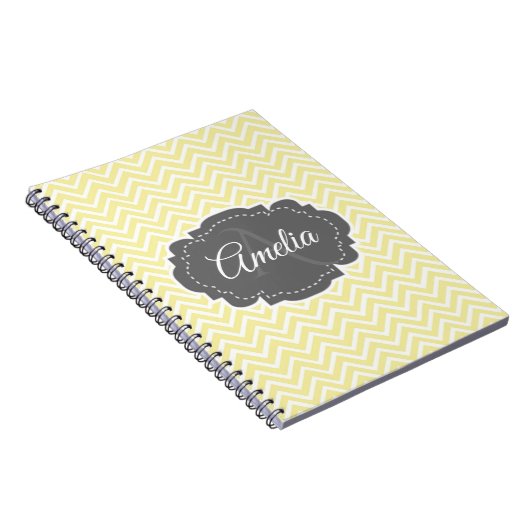 Gelbes Zickzack Personalisiertes Notebook Notizblock (Rechte Seite)