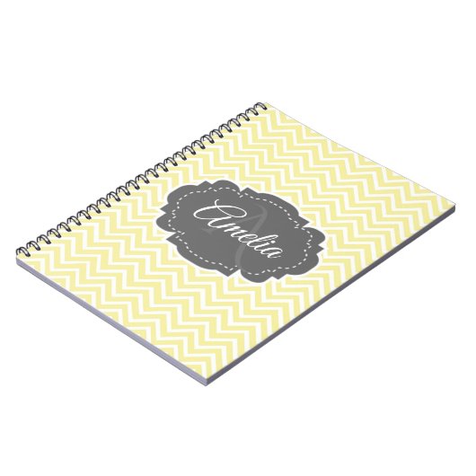 Gelbes Zickzack Personalisiertes Notebook Notizblock (Linke Seite)