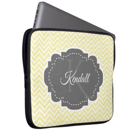 Gelbes Zickzack Personalisiertes Notebook-Sieb Laptopschutzhülle (Vorne Rechts)