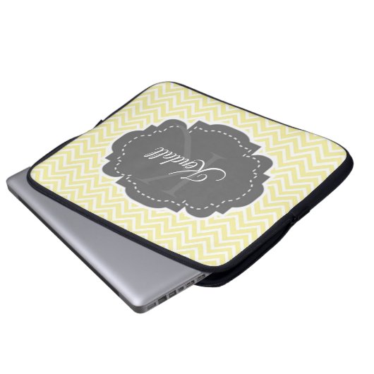 Gelbes Zickzack Personalisiertes Notebook-Sieb Laptopschutzhülle (Vorne Knopf)