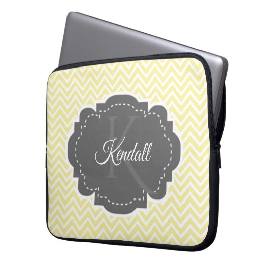 Gelbes Zickzack Personalisiertes Notebook-Sieb Laptopschutzhülle (Vorderseite Links)