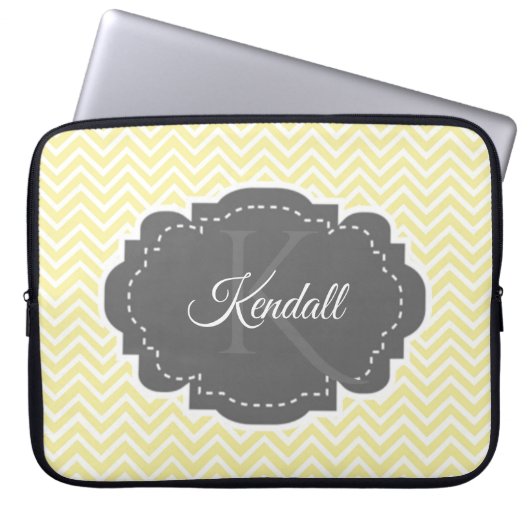 Gelbes Zickzack Personalisiertes Notebook-Sieb Laptopschutzhülle (Vorderseite)