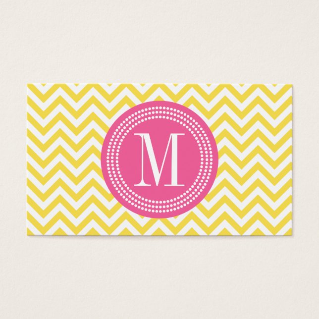 Gelbes Zickzack Zigzag Personalisiertes Monogramm (Vorderseite)