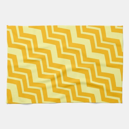 Gelbes Zigzag Zickzack Muster Geschirrtuch (Horizontal)