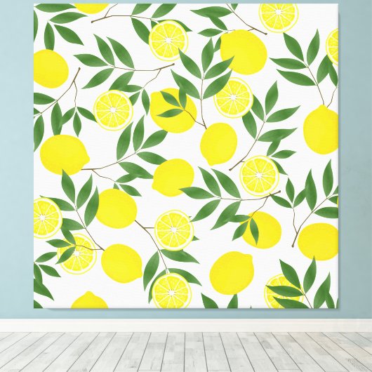 Gelbes Zitronen-Set Leinwanddruck (Insitu (Holzboden))
