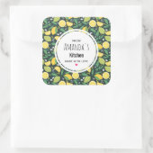 Gelbes Zitronen und Limones Fruchtmuster Küche Quadratischer Aufkleber (Tasche)