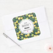 Gelbes Zitronen und Limones Fruchtmuster Küche Quadratischer Aufkleber (Umschlag)