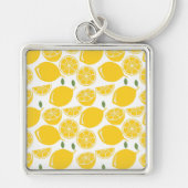 Gelbes Zitronenfruchtmuster Schlüsselanhänger (Vorne)