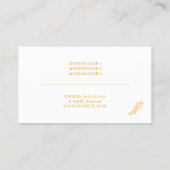 Gelbfarben Minimalistisch Visitenkarte (Rückseite)