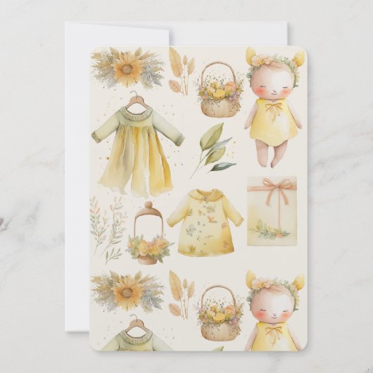 Gelbfarbene Babys liefern Erstgeburt Einladung (Rückseite)