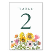 Gelbfarbene Hochzeit der Sonnenblume Tischnummer (Rückseite)