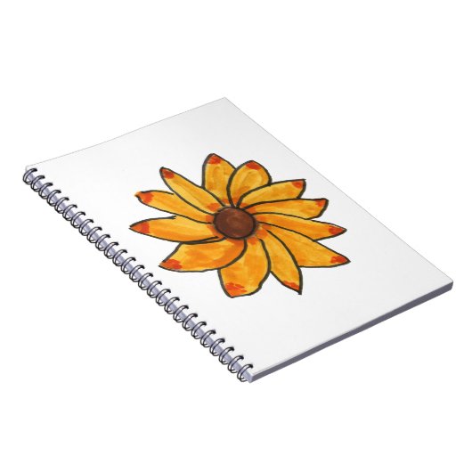 Gelbfarbene Sonnenblume, Hand gezogen Notizblock (Rechte Seite)