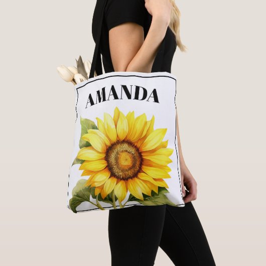 Gelbfarbener, gewendeter Name Sonnenblume Tasche (Von Nahem)