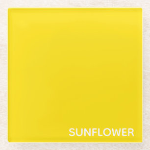 Gelbfarbener Name der Sonnenblume Glasuntersetzer